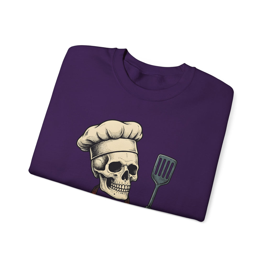 Skeleton Cook Sweatshirt Barbecue Fun Gift Women Classic Sweatshirt Skeleton Sweatshirt Bbq Fan Vintage Sweatshirt Humor Graphic Line Art Grill Spatula Sweatshirt