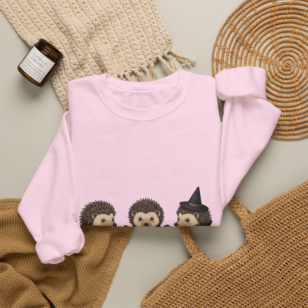Porcupine Costumes Sweatshirt Halloween Critter Gift Women Lovable Sweatshirt Quill Pig Sweatshirt Horror Fan Quilled Graphic Sweatshirt Ink Drawing Wizard Hat