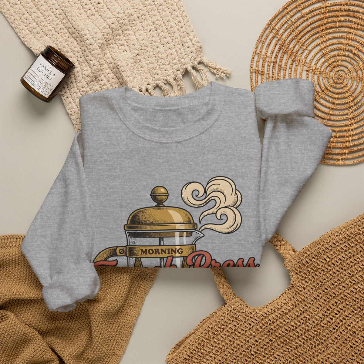 French Press Coffee Sweatshirt Coffee Cuisine Gift Women Hand Drawn Sweatshirt Cafetiere Sweatshirt Coffee Fan Coffee Bean Illustration Graphic Line Art