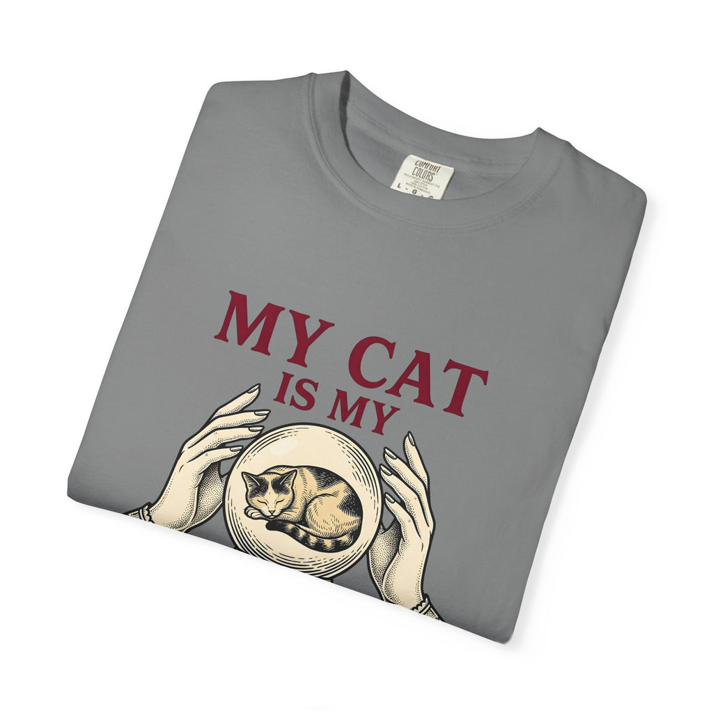 Cat Crystal Ball Cat Mystical Gift Vintage Crystal Ball Cat Fan Retro Occult Hand T-Shirt