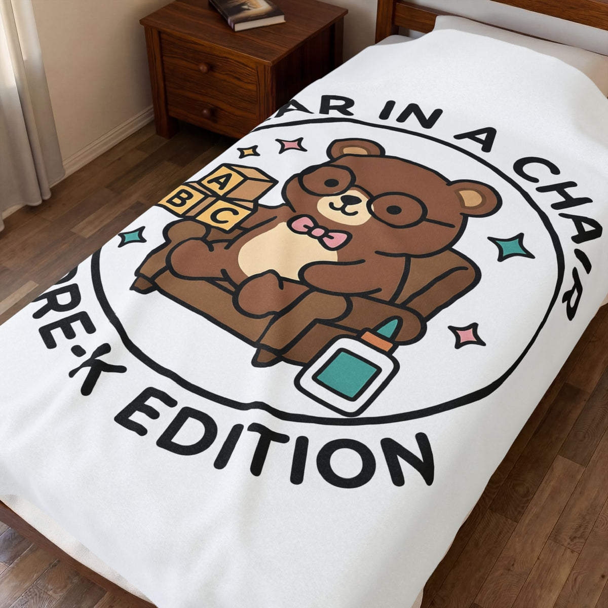 Bear Seat Blanket Teachers Education Gift Women Adorable Blanket Chair Blanket Educator Enthusiast Learning Blanket Educational Graphic Comic