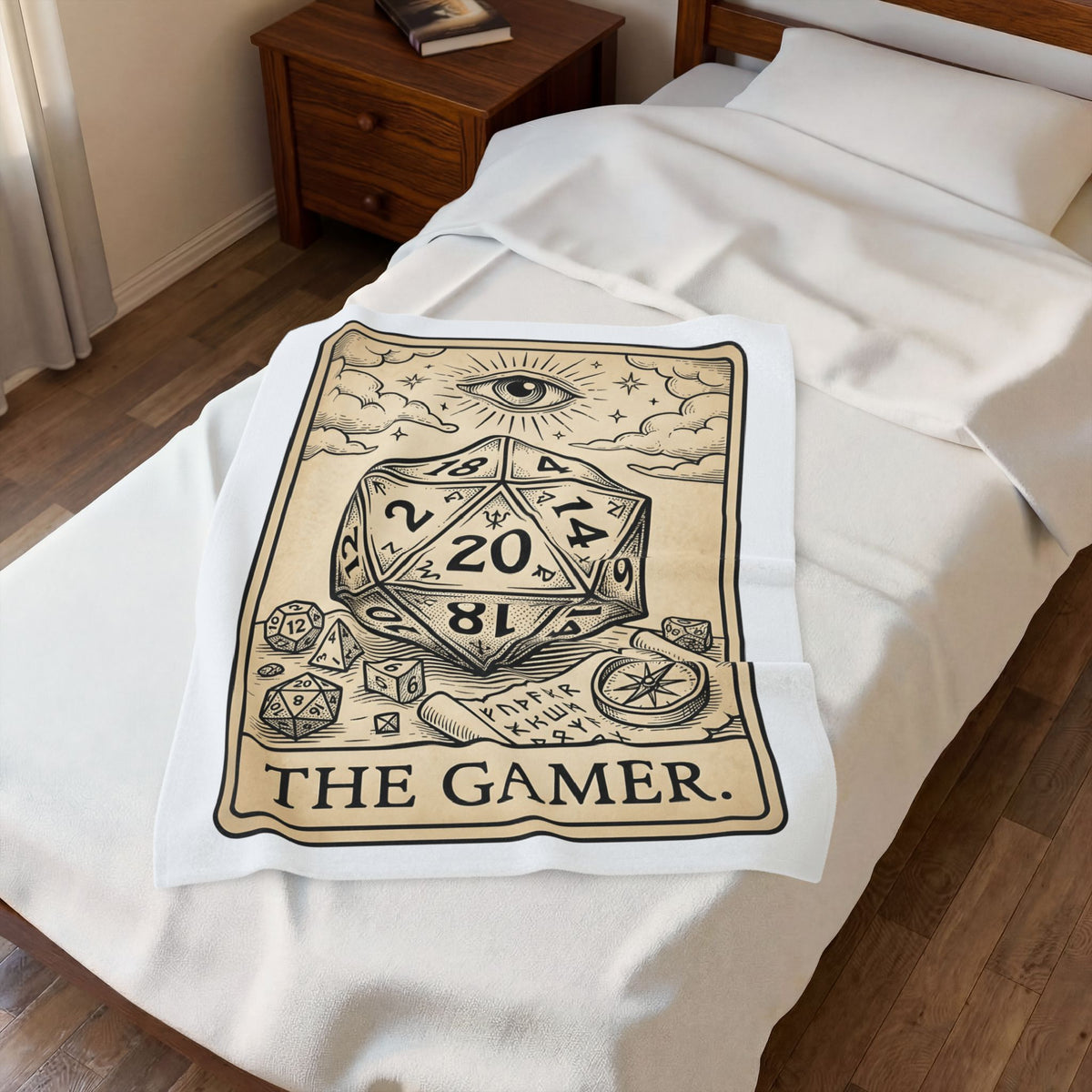 Gaming Dice Blanket Tabletop Gaming Roleplay Gift Women Retro Blanket Dice Blanket Gamers Fan Vintage Blanket Rpg Graphic Sketch Eye Symbol Blanket