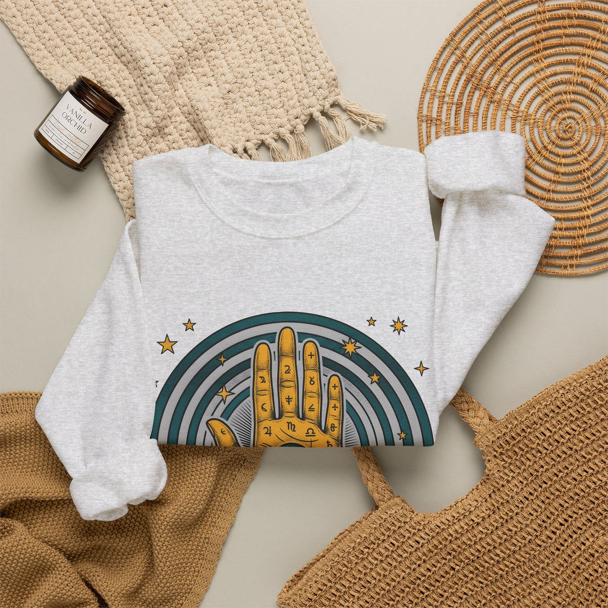Fortune Hand Sweatshirt Astrology Esoteric Gift Women Ethnic Sweatshirt Palmistry Sweatshirt Zodiac Fan Tribal Sweatshirt Mystical Graphic Classic Astrological
