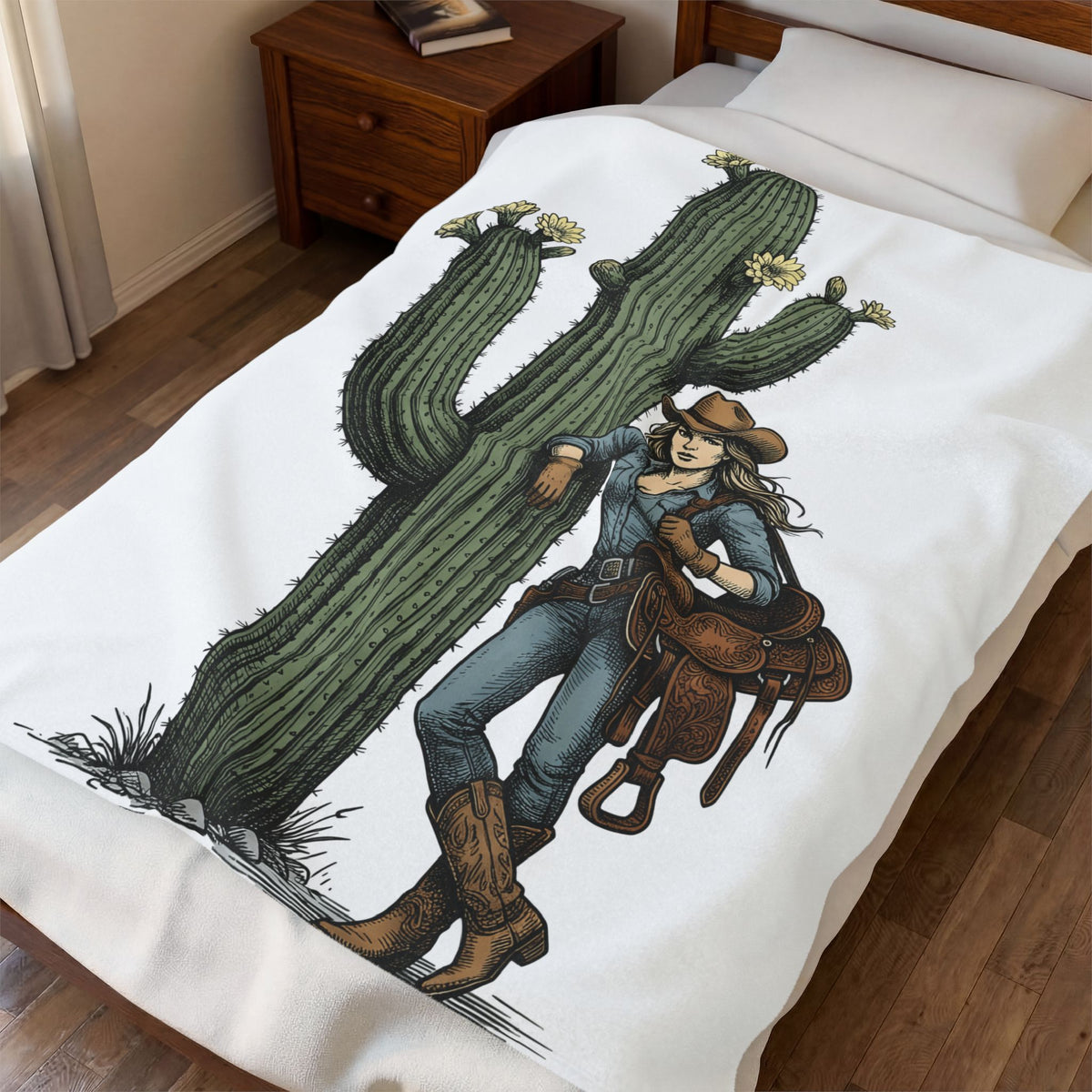 Cowgirl Cactus Cowgirl Ranch Gift Western Prickly Pear Cowboy Fan Rodeo Farm Vintage Saddle Blanket