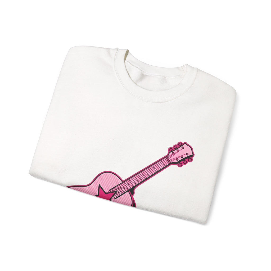 Pink Electric Guitar Sweatshirt Cowgirl Instruments Gift Women Cartoon Sweatshirt Guitar Sweatshirt Cowboy Fan Comic Sweatshirt Music Graphic Vintage Star
