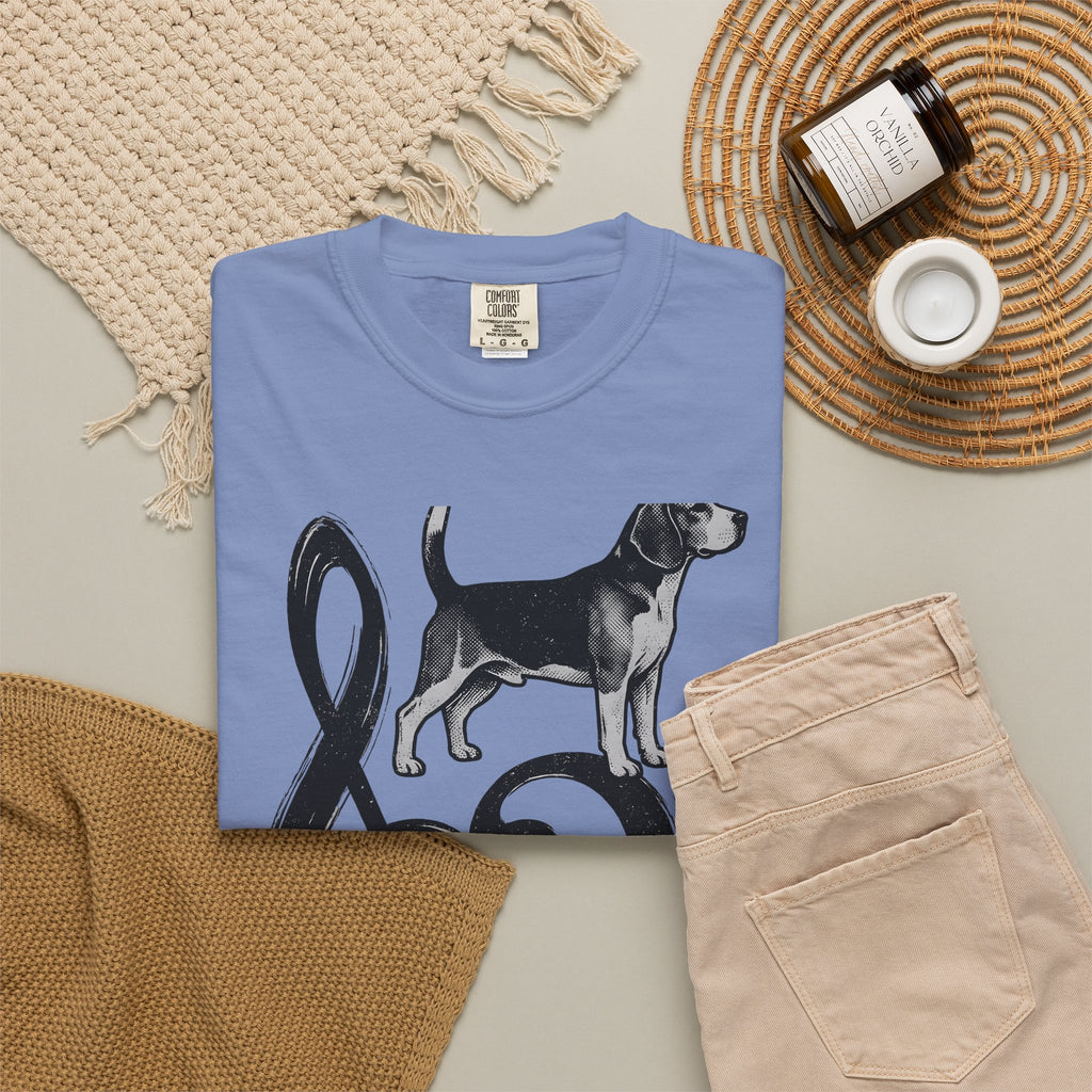 Beagle Pet T-Shirt Dog Sound Gift Women Classic T-Shirt Hound T-Shirt Dog Fan Puppy T-Shirt Music Graphic Doodle Note Symbols T-Shirt