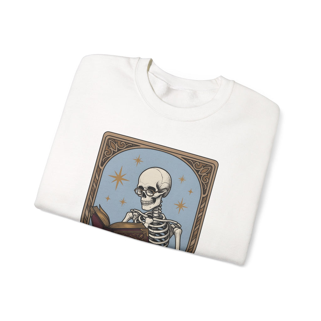 Skeleton Reading Book Sweatshirt Gothic Academic Gift Women Vintage Sweatshirt Skeleton Sweatshirt Dark Fan Retro Sweatshirt Scholar Graphic Tarot Coffee Cup