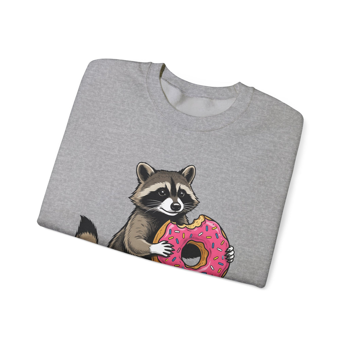 Raccoon Donut Desserts Animal Gift Cartoon Donut Pastry Fan Comic Wildlife Hand Drawn Sprinkles Sweatshirt