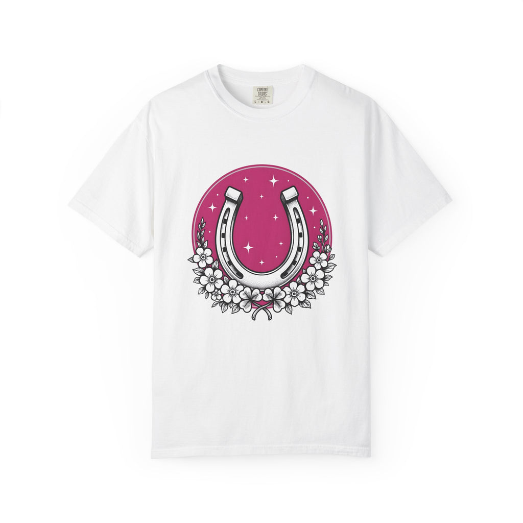 Horseshoe Blossom T-Shirt Cowgirl Ranch Gift Women Hippie T-Shirt Texas Wildflower T-Shirt Rodeo Fan Western T-Shirt Farm Graphic Antique Twinkle