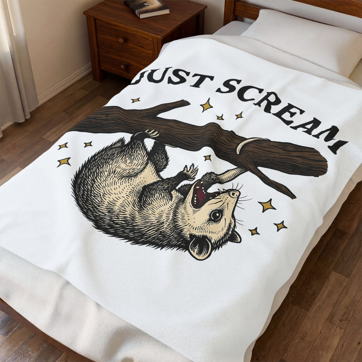 Possum Possum Animal Gift Vintage Opossum Possum Fan Retro Wildlife Hand Drawn Tree Blanket