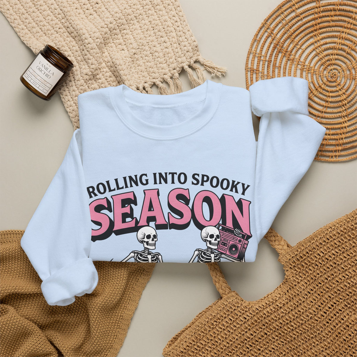 Skull Roller Skate Sweatshirt Halloween Celebration Gift Women Vintage Sweatshirt Roller Skating Sweatshirt Spooky Fan Retro Sweatshirt