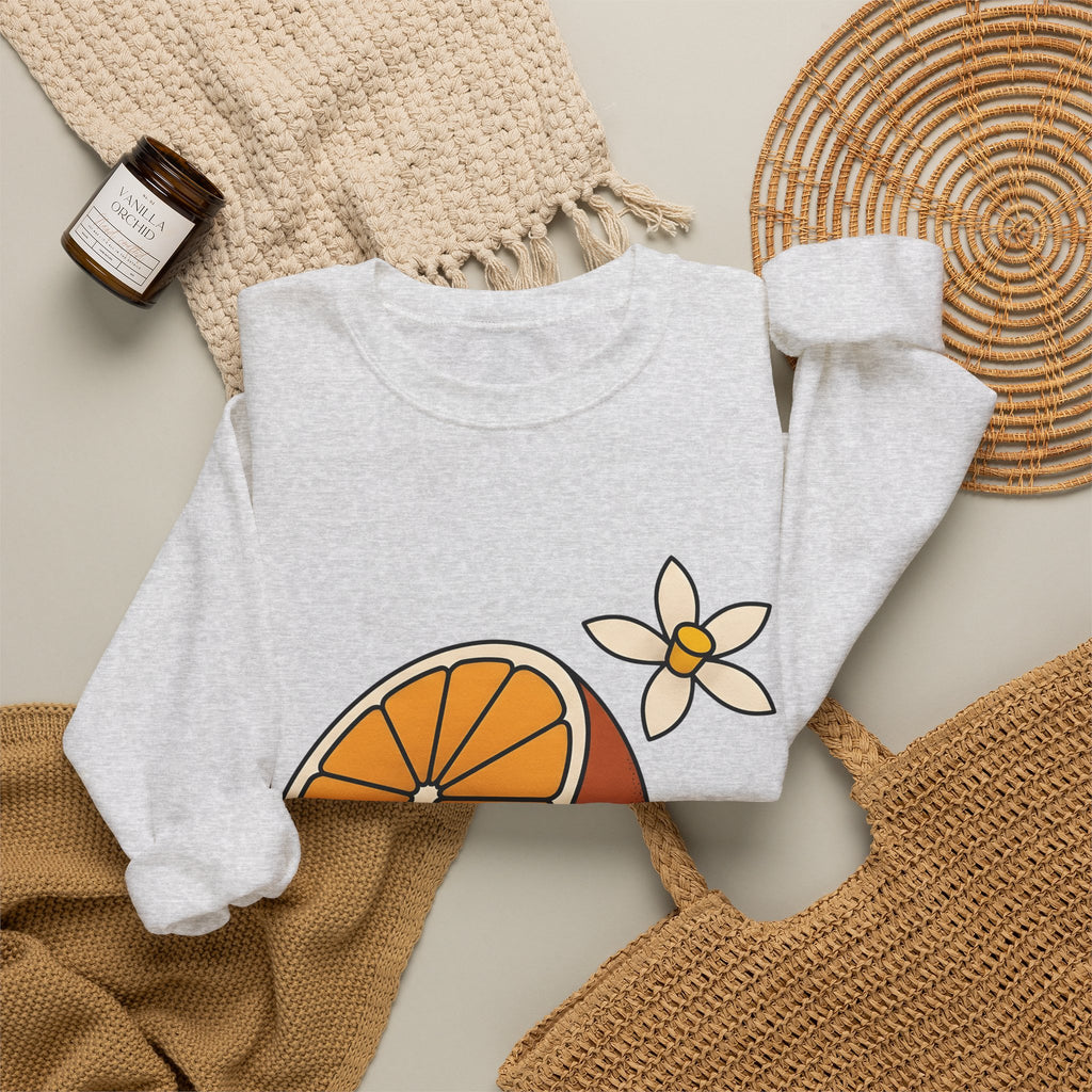 Tangerine Segment Sweatshirt Boho Chic Gardening Gift Women Modern Sweatshirt Mandarin Sweatshirt Bohemian Fan Contemporary Sweatshirt Gardener Graphic Classic