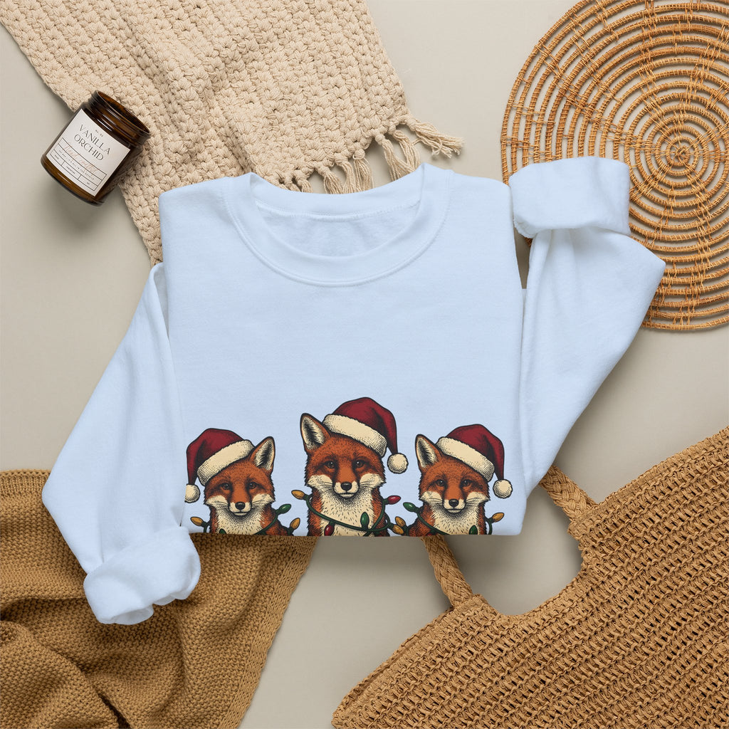 Fox Pack Sweatshirt Christmas Critters Gift Women Cartoon Sweatshirt Foxes Sweatshirt