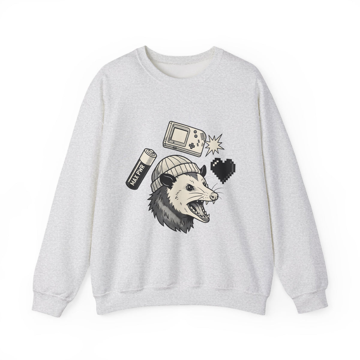 Possum Beanie Sweatshirt Funny Gaming Gift Women Comic Sweatshirt Opossum Sweatshirt Humor Fan Cartoon Sweatshirt Gamer Graphic Vintage Retro Game Console