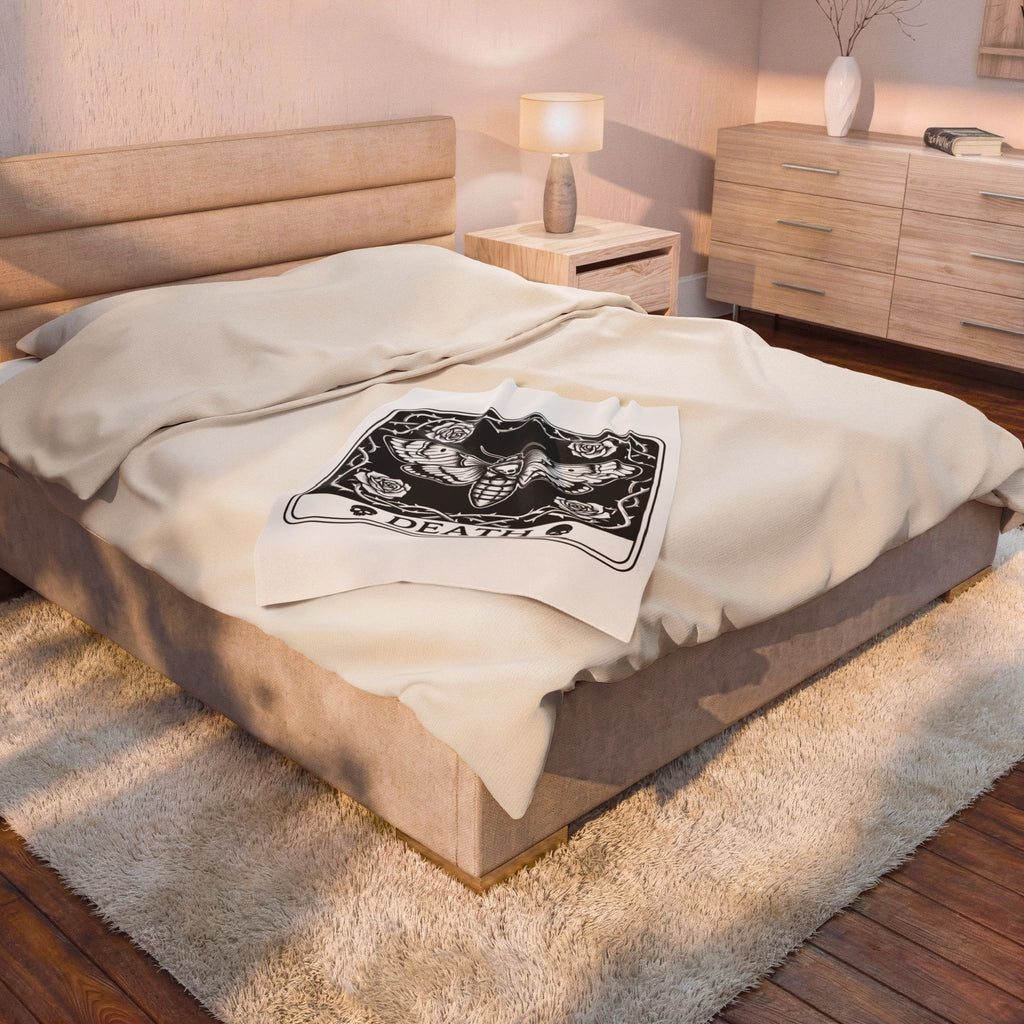 Skull Butterfly Blanket Gothic Magic Gift Women Traditional Tattoo Blanket Sugar Skull Blanket Darkwave Fan Tattooed Blanket Mystic Graphic Horror
