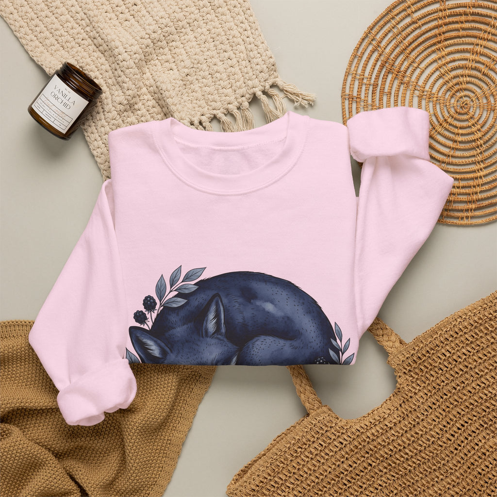 Resting Fox Boho Chic Nature Gift Line Fox Bohemian Fan Minimalist Environmental Rustic Field Sweatshirt