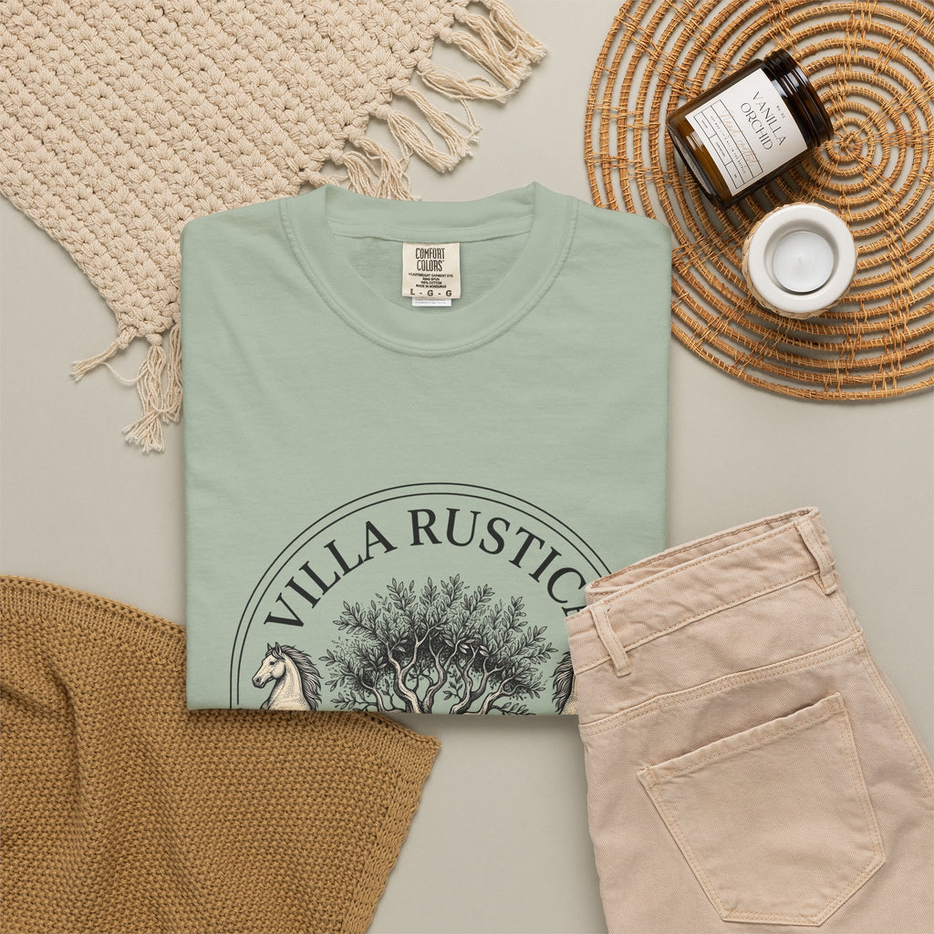 Horse Tree T-Shirt Vineyard Equestrian Gift Women Vintage T-Shirt Equine T-Shirt Winery Enthusiast Retro T-Shirt Horseback Graphic Hand Drawn Olive