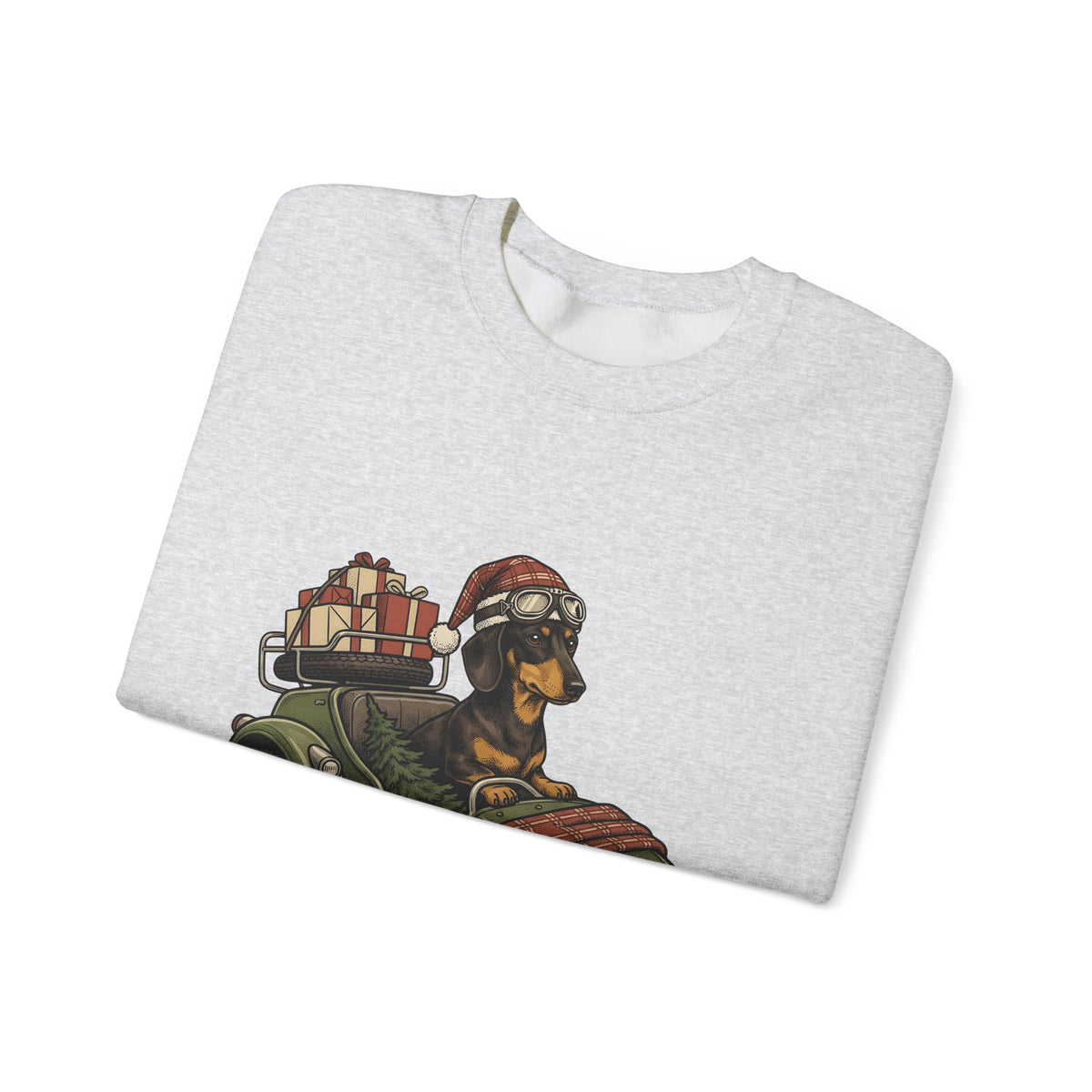 Wiener Dog Sweatshirt Christmas Creatures Gift Women Old School Sweatshirt Dachshund Sweatshirt Holiday Fan Retro Sweatshirt Animal Graphic Doodle Motorbike