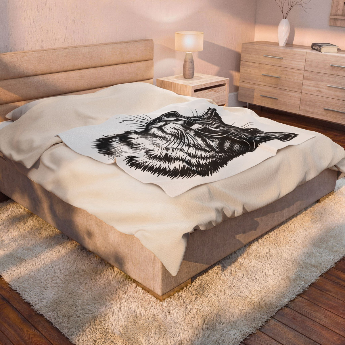 Cat Sunglasses Blanket Cat Animal Gift Women Ink Drawing Blanket Cool Cat Blanket Cat Fan Feline Blanket Creature Graphic Retro Eyewear Blanket