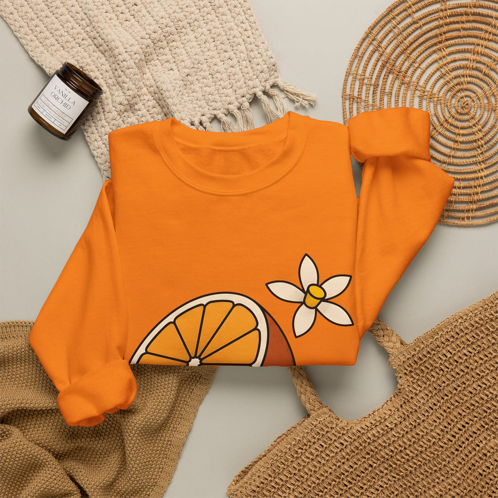 Tangerine Segment Sweatshirt Boho Chic Gardening Gift Women Modern Sweatshirt Mandarin Sweatshirt Bohemian Fan Contemporary Sweatshirt Gardener Graphic Classic