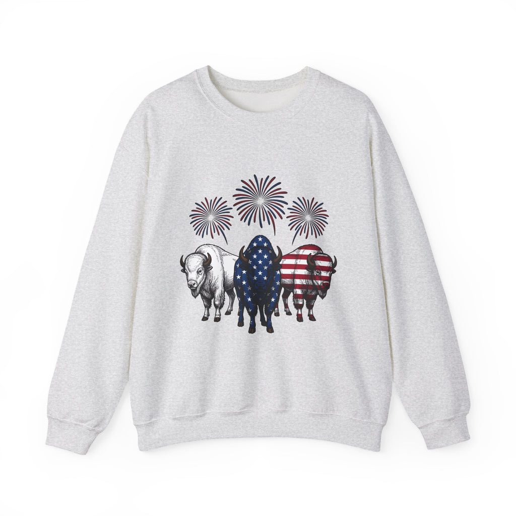 American Buffalo Sweatshirt America Cowboy Gift Women Retro Sweatshirt Bison Sweatshirt Patriot Fan Vintage Sweatshirt Rodeo Graphic Sketch Sparklers Sweatshirt