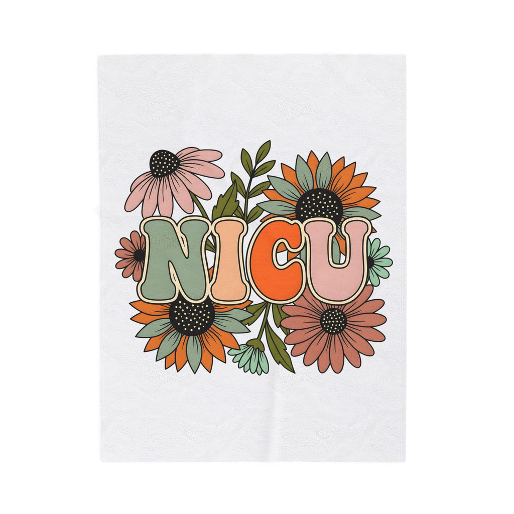 Flower Print Blanket NICU Nurse Healthcare Gift Women Hippie Blanket Floral Blanket Nurse Practitioner Enthusiast Bohemian Blanket Medical Graphic