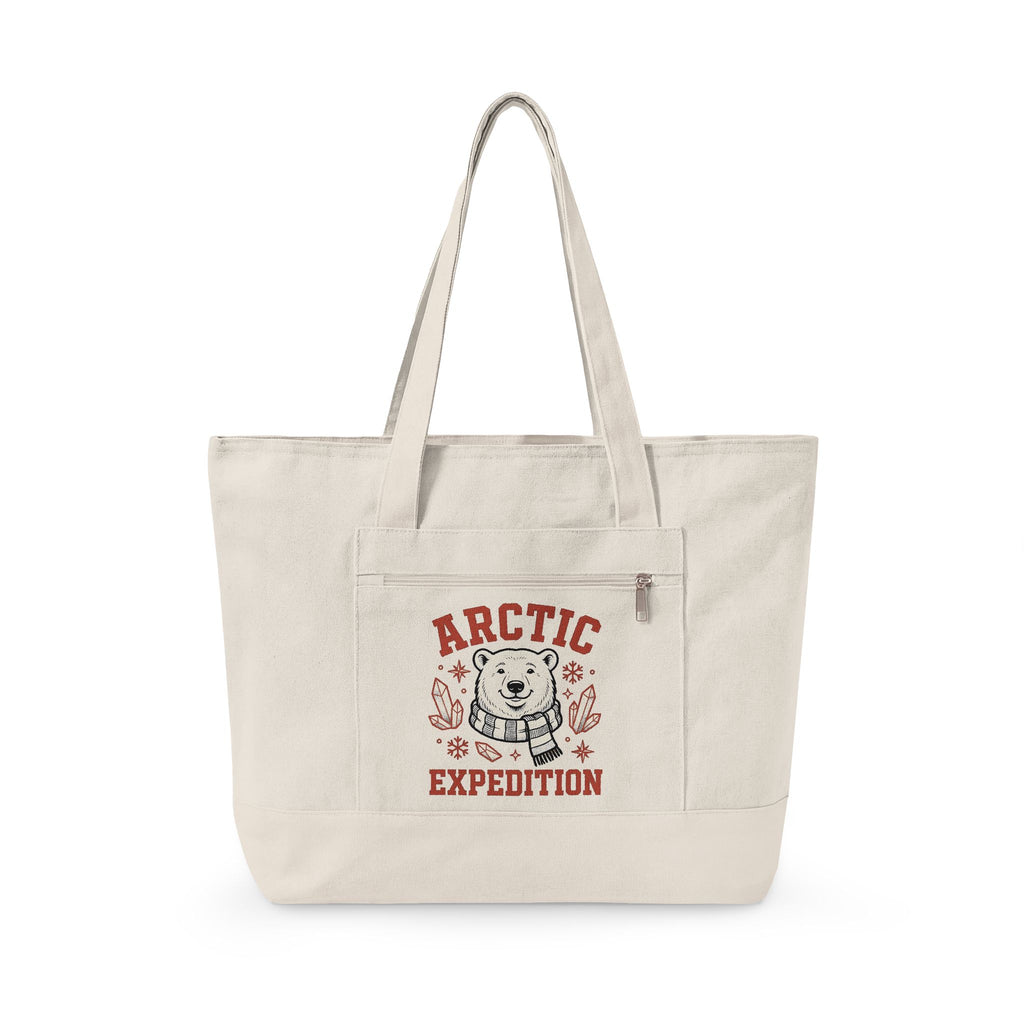 White Bear Tote Bag Christmas Cold Season Gift Women Comic Tote Bag Polar Bear Tote Bag Winter Fan Cartoon Tote Bag Frost Graphic Retro Ice Crystals