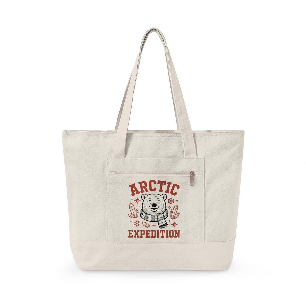 White Bear Tote Bag Christmas Cold Season Gift Women Comic Tote Bag Polar Bear Tote Bag Winter Fan Cartoon Tote Bag Frost Graphic Retro Ice Crystals