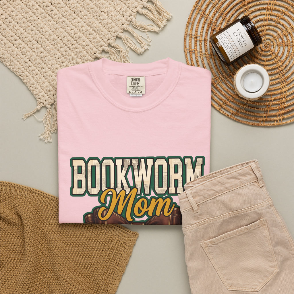 Book Bow T-Shirt Moms Reading Gift Women Bold Graphic T-Shirt Bookmark T-Shirt Mother Fan Graphic Design Book Illustration Retro Stacked Books