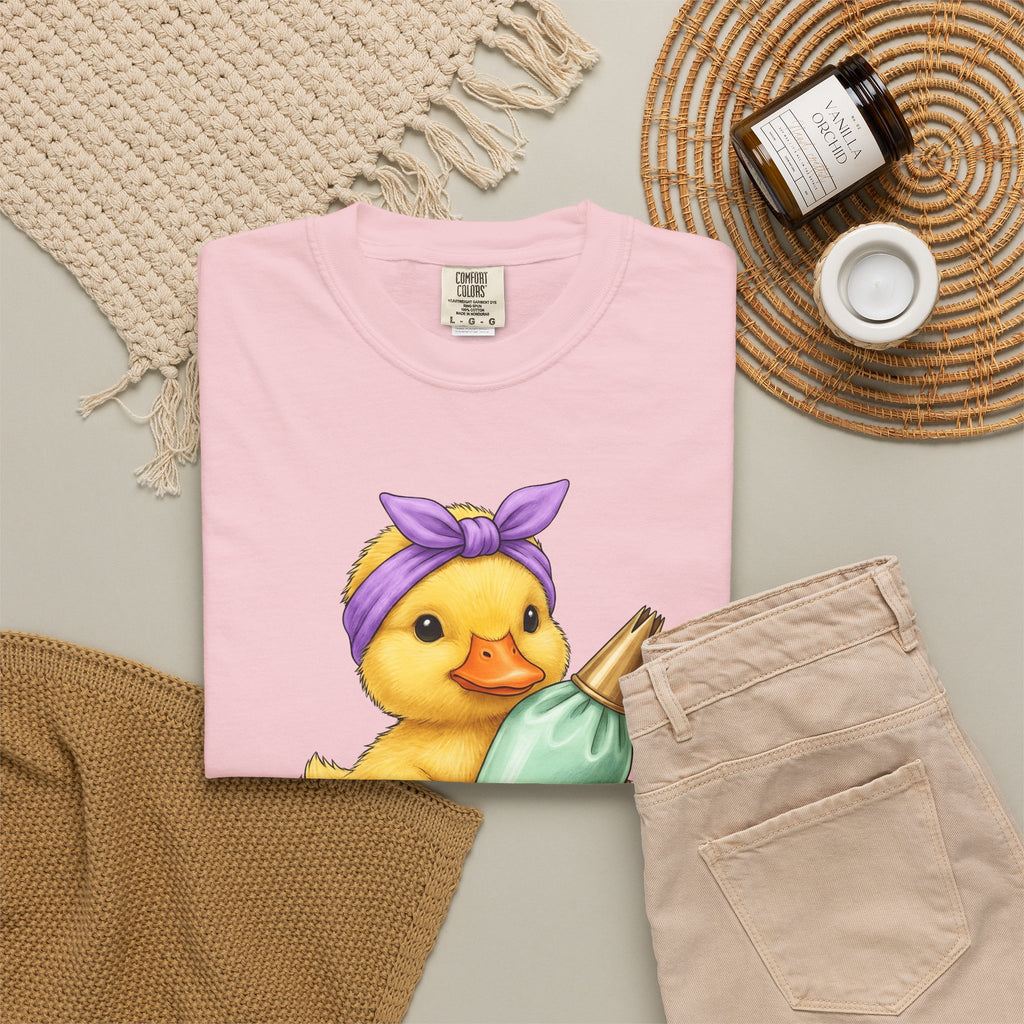 Duck Baker T-Shirt Moms Confectionery Gift Women Cartoon T-Shirt Duck T-Shirt Motherhood Fan Toon T-Shirt Pastry Graphic Outline Bandana T-Shirt