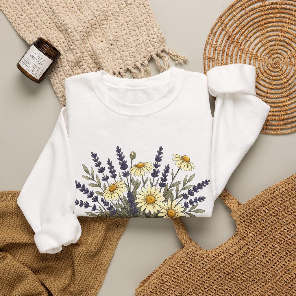 Flower Bunch Sweatshirt Moms Plants Gift Women Hand Drawn Sweatshirt Bouquet Sweatshirt Mother Fan Illustrated Sweatshirt Botanical Graphic Sketch Daisy Bloom
