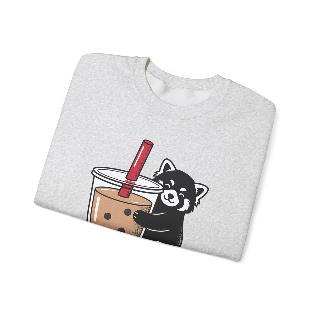 Red Panda Drink Sweatshirt Boba Wildlife Gift Women Adorable Sweatshirt Panda Drink Sweatshirt Bubble Tea Fan Cute Sweatshirt Animal Graphic Animated Milk Tea