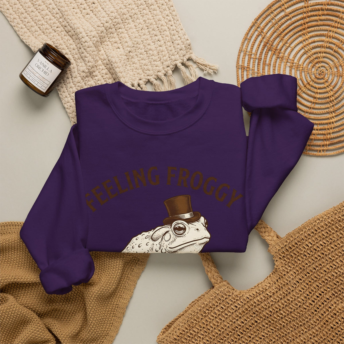 Toad Top Hat Sweatshirt Funny Animal Gift Women Vintage Sweatshirt Frog Sweatshirt Humor Fan Retro Sweatshirt Creature Graphic Hand Drawn Animal Humor Sweatshirt