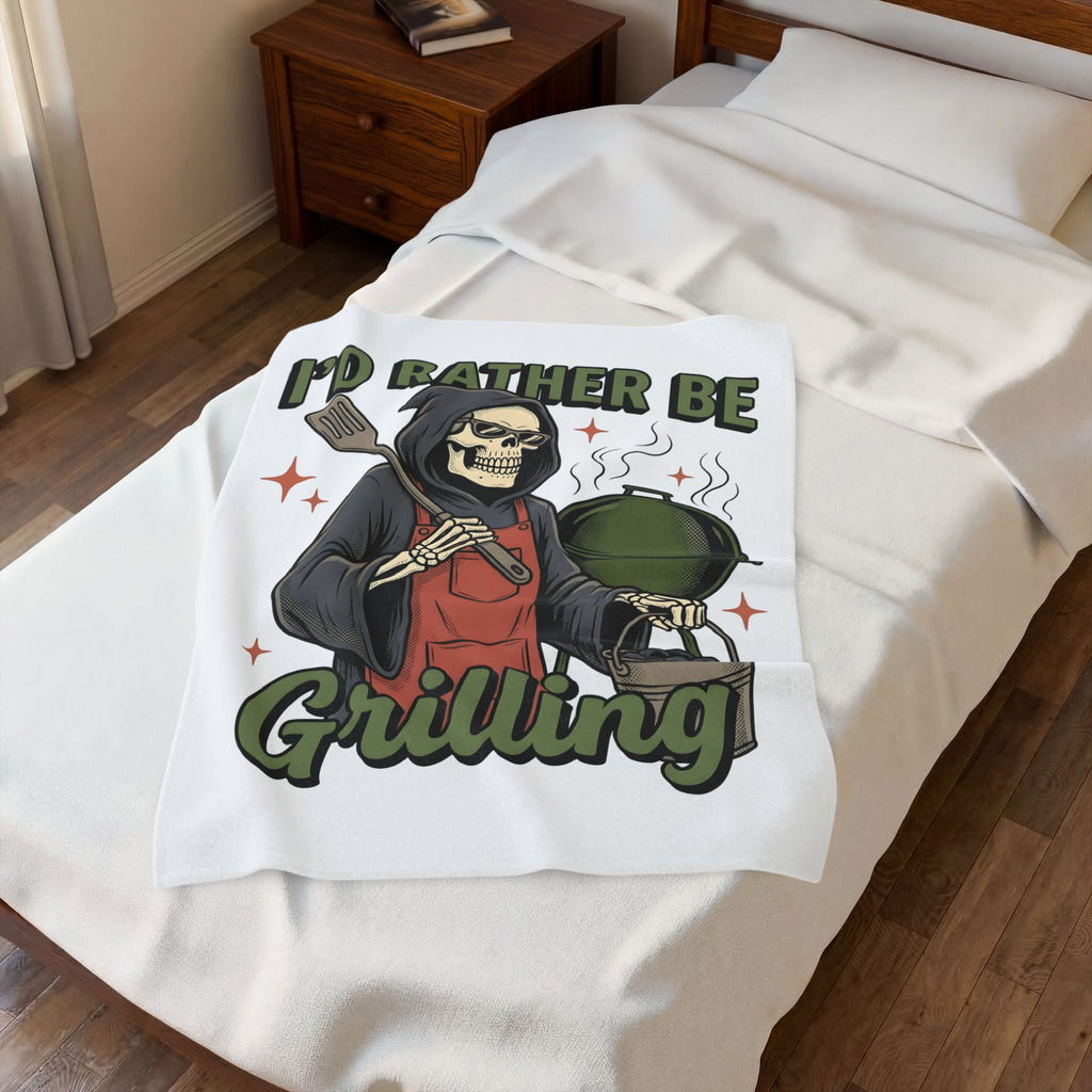 Skull Cook Blanket Grilling Joke Gift Women Comic Blanket Skeleton Blanket Barbecue Fan Cartoon Blanket Pun Graphic Retro Barbeque Blanket