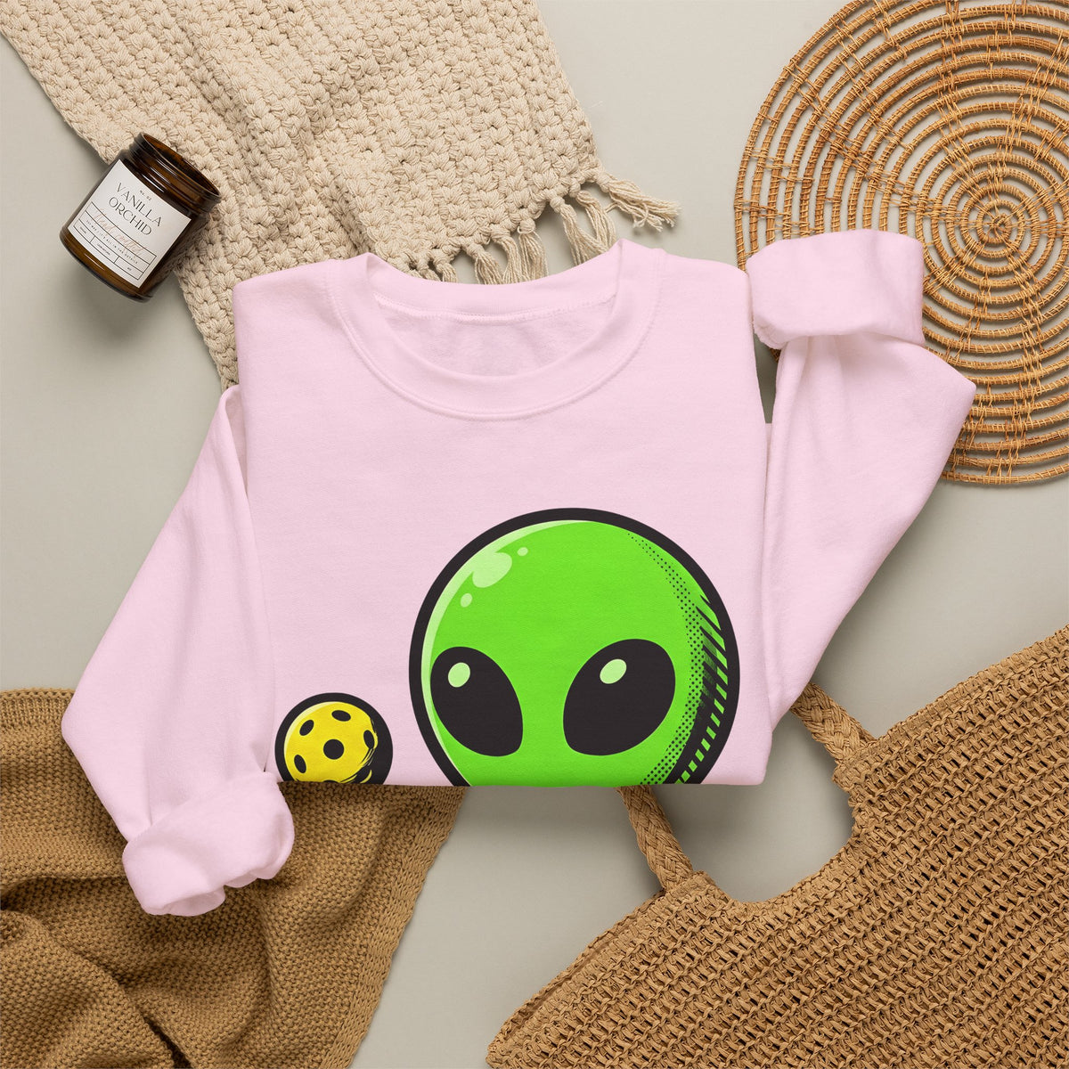 Alien Pickleball Sweatshirt Pickleball Humor Gift Women Cute Sweatshirt Alien Pickleball Sweatshirt Pickleball Fan Kawaii Sweatshirt Comedy Graphic Cartoon