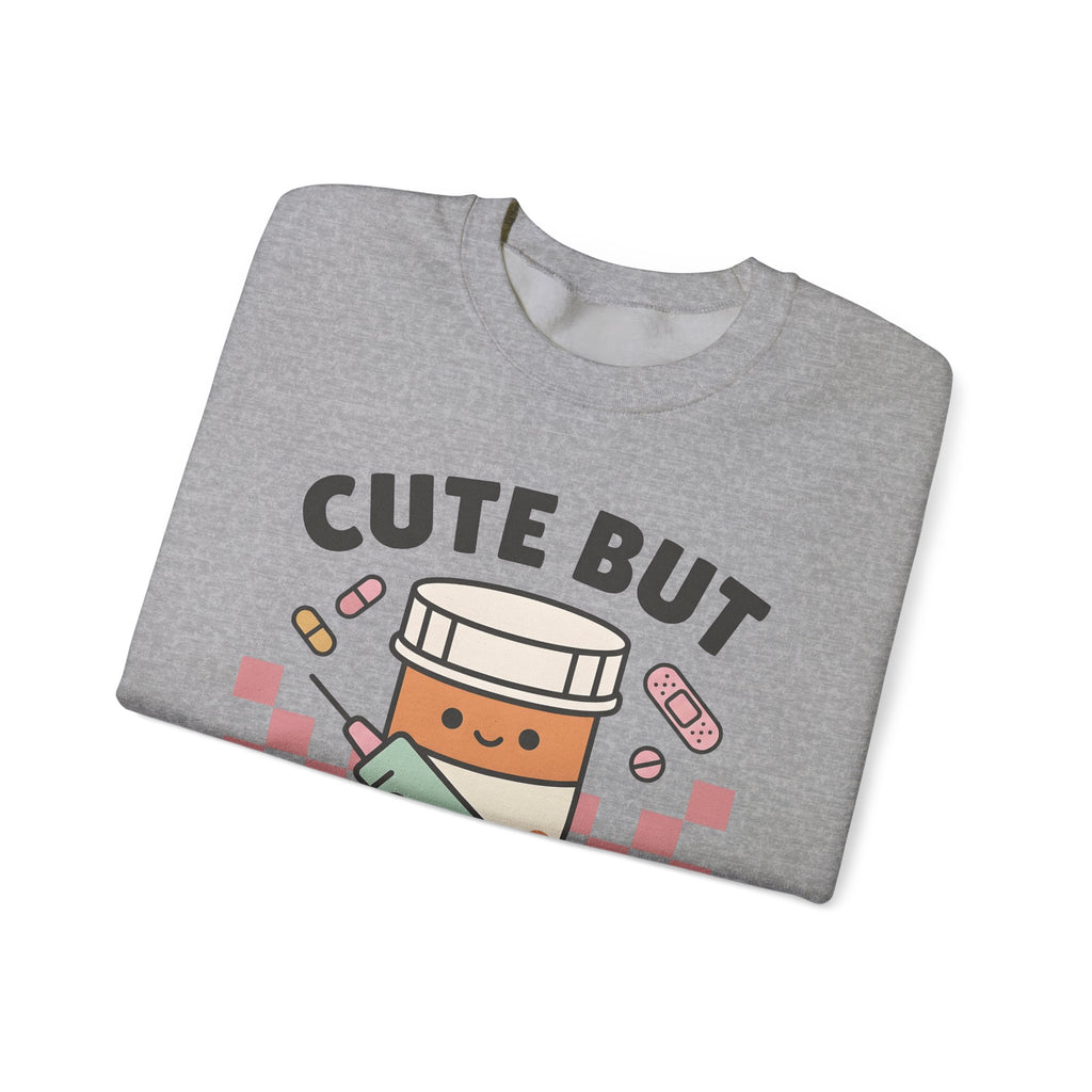 Pill Bottle Syringe Sweatshirt Nurses Medical Gift Women Kawaii Sweatshirt Medication Sweatshirt Nurse Enthusiast Cute Sweatshirt Healthcare Graphic Cartoon
