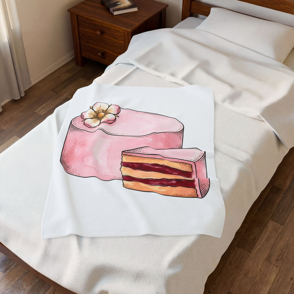 Layered Cake Blanket Desserts Pastries Gift Women Illustration Blanket Cake Blanket Sweets Fan Drawing Design Line Art Floral Blanket