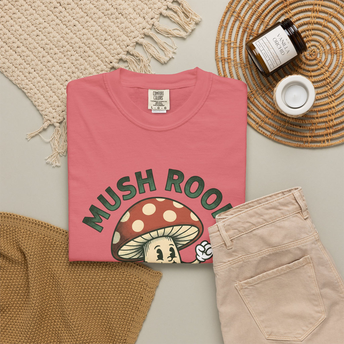Funny Mushroom T-Shirt Funny Outdoors Gift Women Classic T-Shirt Toadstool T-Shirt Humor Fan Vintage T-Shirt Camping Graphic Hand Drawn Smiley Face