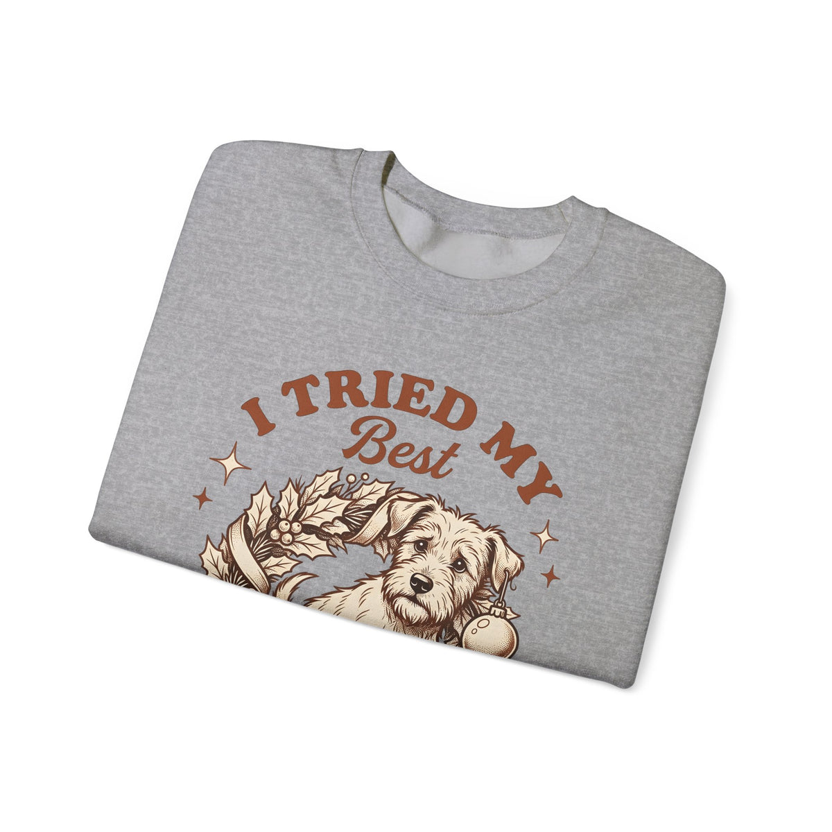 Dog Garland Sweatshirt Christmas Pets Gift Women Classic Sweatshirt Dog Swag Sweatshirt Xmas Fan Doggy Graphic Sweatshirt Doodle Bauble Sweatshirt