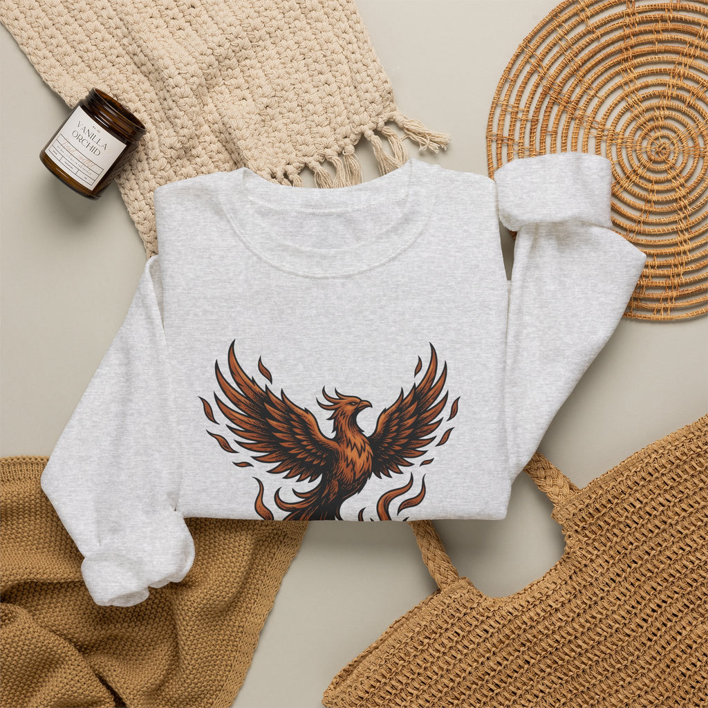 Phoenix Coffee Cup Sweatshirt Coffee Fantasy Gift Women Tattoo Sweatshirt Coffee Sweatshirt Sweatshirt Coffee Fan Ink Sweatshirt Mythical Graphic Vintage Flames