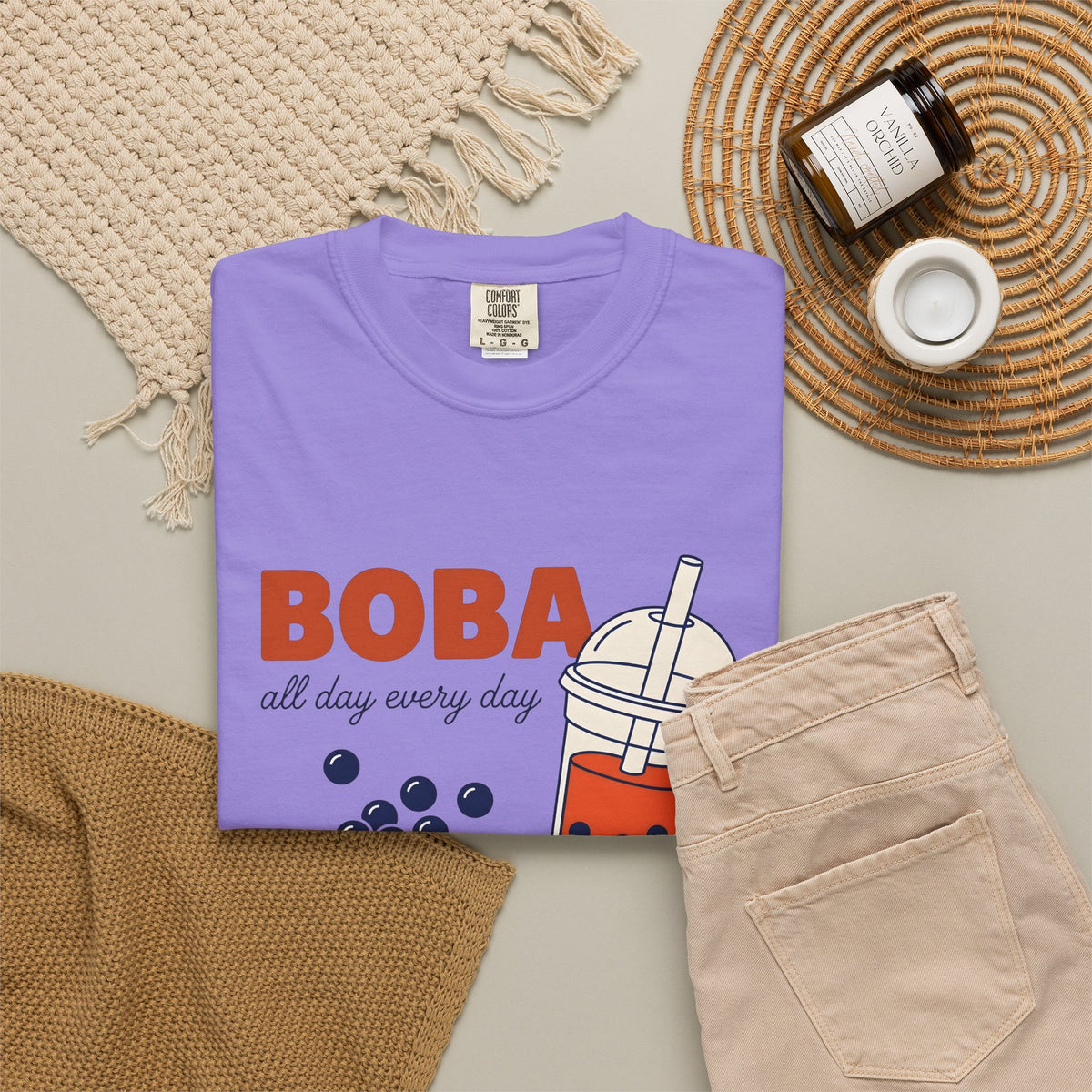 Tapioca Tea T-Shirt Boba Dessert Gift Women Hand Drawn T-Shirt Bubble Tea T-Shirt Boba Fan Hand Drawn T-Shirt Sweet Graphic Line Art Carp T-Shirt