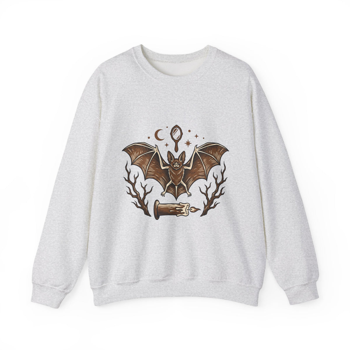 Bat Drawing Sweatshirt Boho Chic Magic Gift Women Creepy Sweatshirt Bat Sweatshirt Bohemian Fan Spooky Sweatshirt Mystical Graphic Sketch Taper Candle Sweatshirt