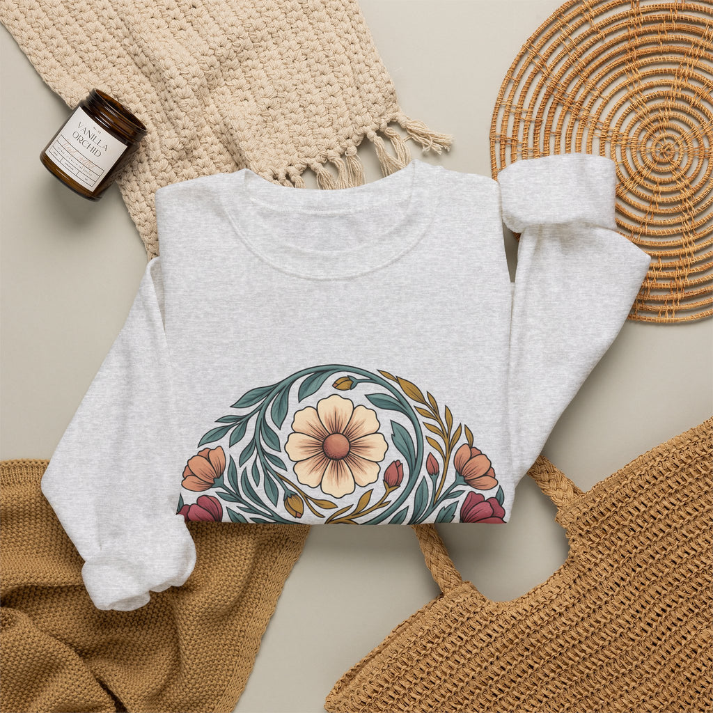 Floral Mandala Sweatshirt St. Valentine's Day Botanical Gift Women Boho Sweatshirt Mandala Sweatshirt Valentine Fan Hippie Sweatshirt Floral Graphic Vintage