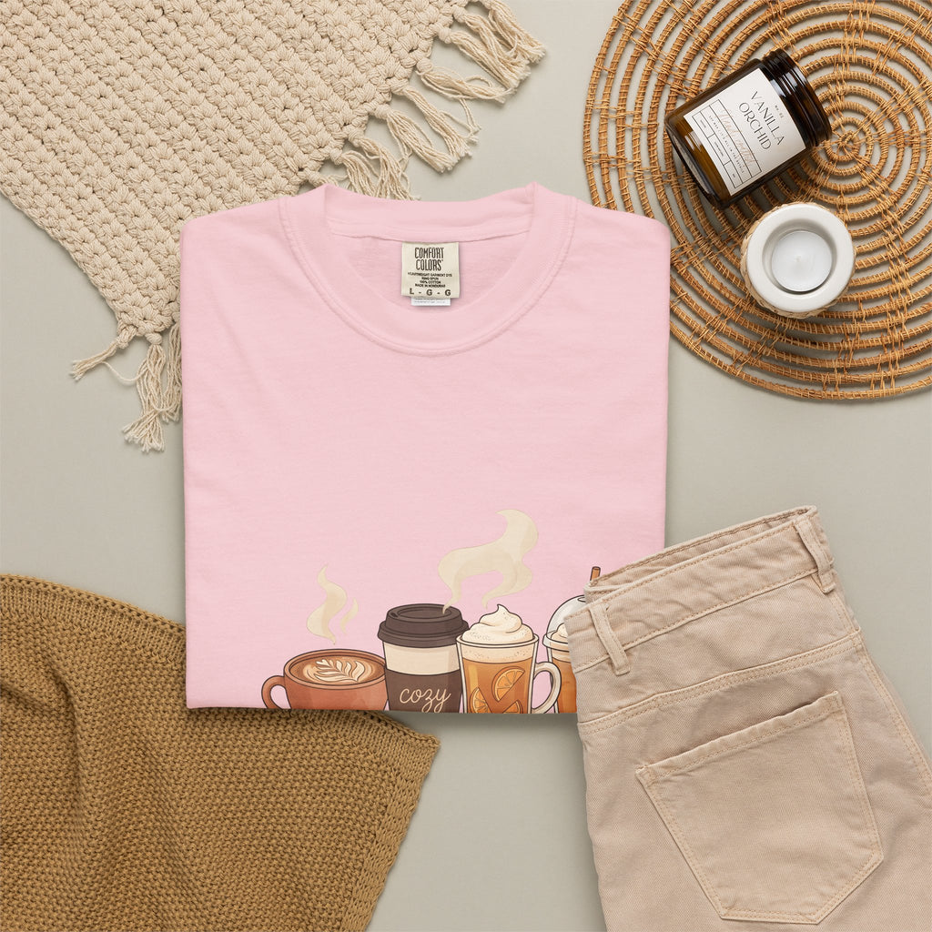 Espresso Drinks T-Shirt Coffee Harvest Gift Women Cartoon T-Shirt Coffee T-Shirt Coffee Fan Illustrated Graphic Autumn Design Line Art Baked Goods