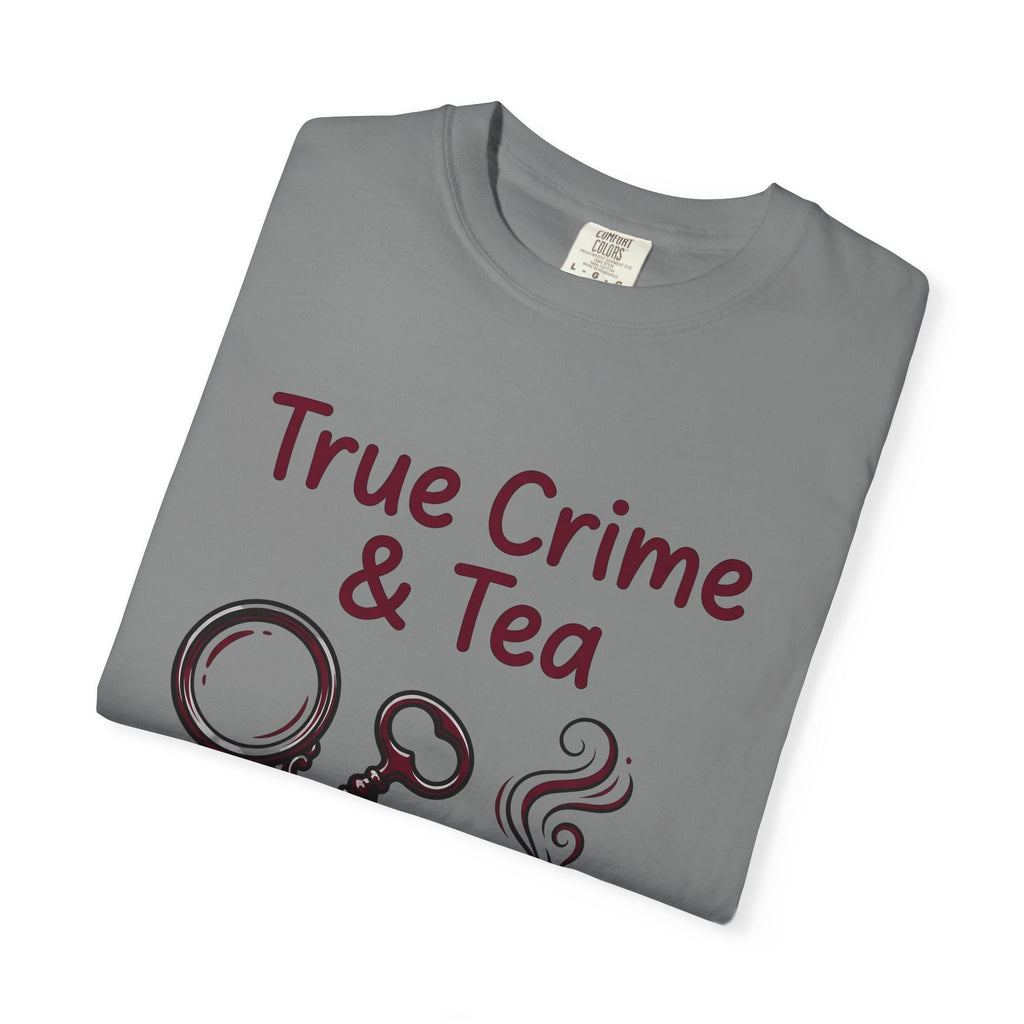 Teacup T-Shirt Drinks Suspense Gift Women Line Art T-Shirt Teapot T-Shirt Beverage Fan Illustration Graphic Mystery Cartoon Magnifier T-Shirt
