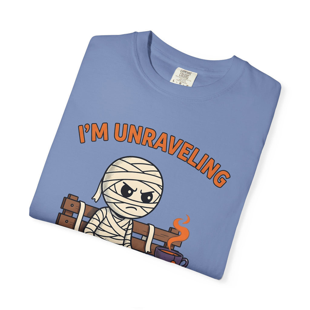 Mummy Halloween Joke Gift Comic Wrap Horror Fan Cartoon Pun Retro Teacup T-Shirt