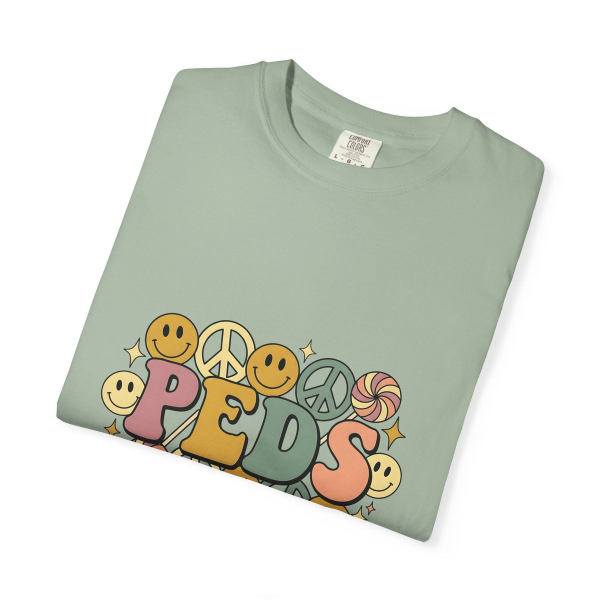 Happy Face Peace Symbol T-Shirt Nurses Kids Gift Women Cartoon T-Shirt Smiley T-Shirt Nurse Enthusiast Comic T-Shirt Youth Graphic Vintage Candy
