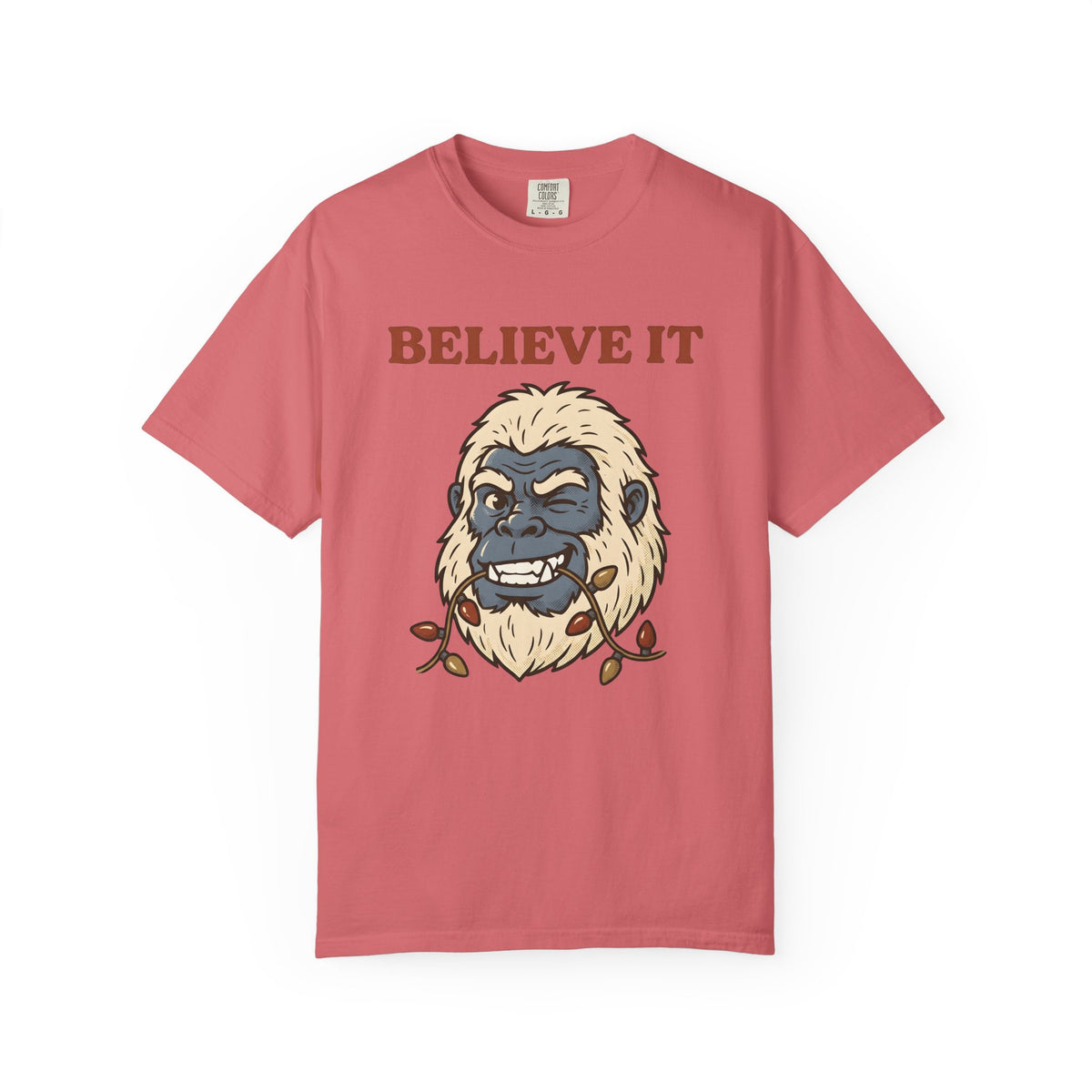Abominable Snowman Face T-Shirt Christmas Jokes Gift Women Comic T-Shirt Yeti T-Shirt Xmas Fan Cartoon T-Shirt Pun Graphic Retro Holiday Lights