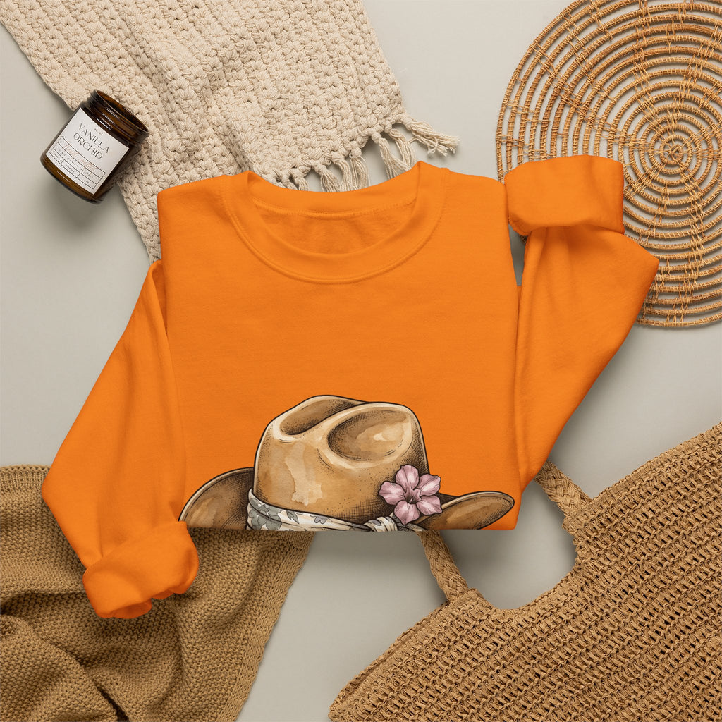 Country Hat Sweatshirt Cowgirl Outback Gift Women Tribal Sweatshirt Cowboy Hat Sweatshirt Rodeo Fan Cowgirl Graphic Sweatshirt Folk Flower Kerchief Sweatshirt