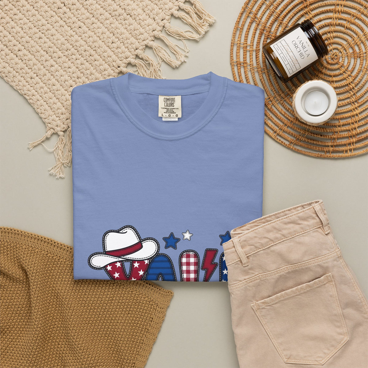 Cowboy Hat Stars T-Shirt America Patriotic Gift Women Cartoon T-Shirt Western Hat T-Shirt Usa Fan Vintage T-Shirt Star Graphic Retro Plaid T-Shirt